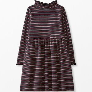 HANNA ANDERSSON | Multicolor Striped Lurex Rib Mock Turthneck Holiday Dress | 8